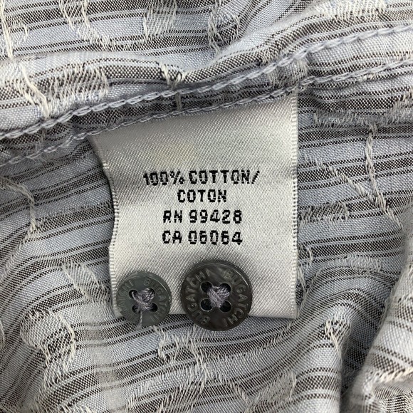 Bugatchi Mens Long Sleeve Button Up Shirt Gray Blue Striped Size Medium - Picture 6 of 7